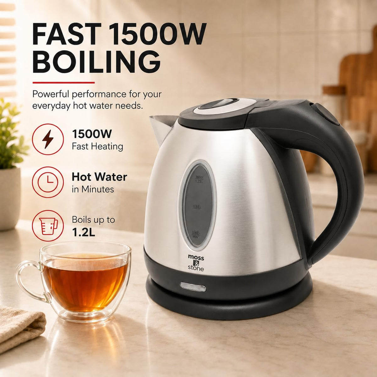 Moss & Stone Stainless Steel Electric Kettle