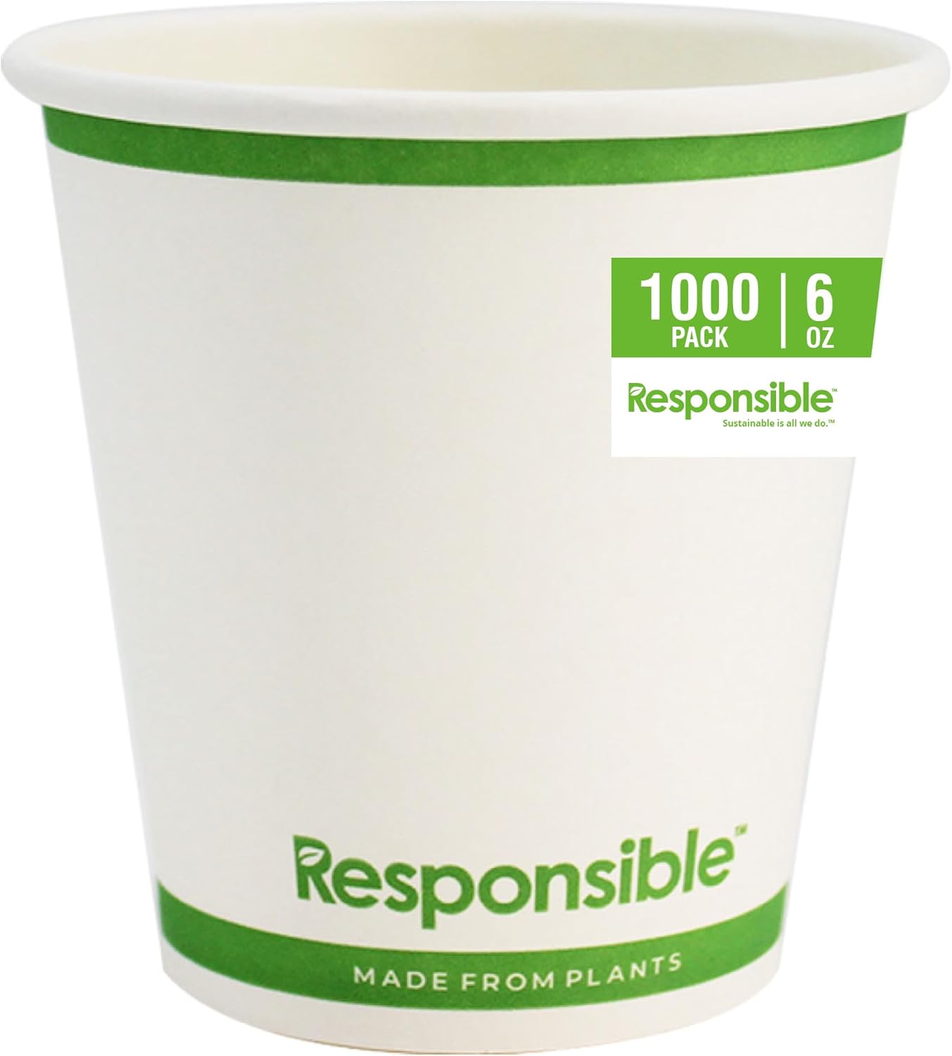 6 oz Paper Hot Cups Bulk, Tree-Less™ Compostable Paper Coffee Cups, Extra Strength, Tree-Free and Ma