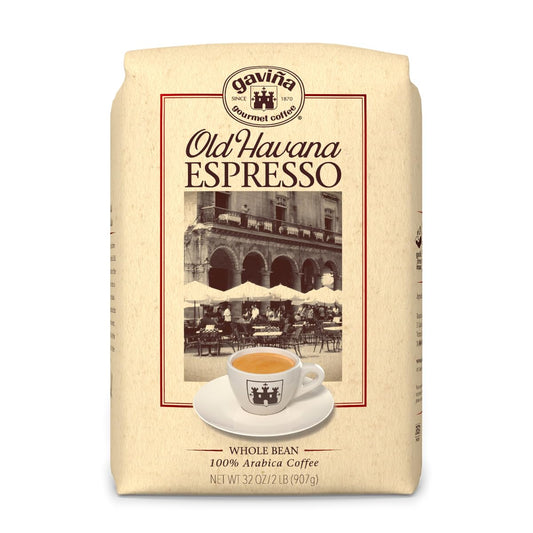 Gaviña Old Havana Espresso Whole Bean Coffee – Medium-Dark Roast, 100% Arabica, Nutty and Sweet Flavor, Great for Espresso