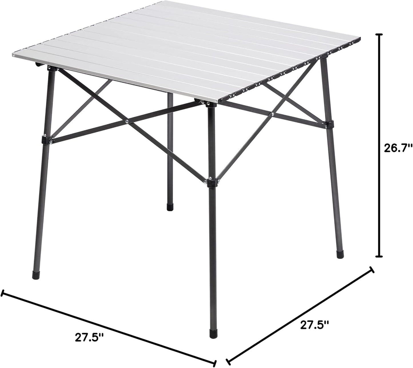 Portal Lightweight Aluminum Folding Square Table Roll Up Top 4 People Table | Portable Outdoor Design; Durable Construct