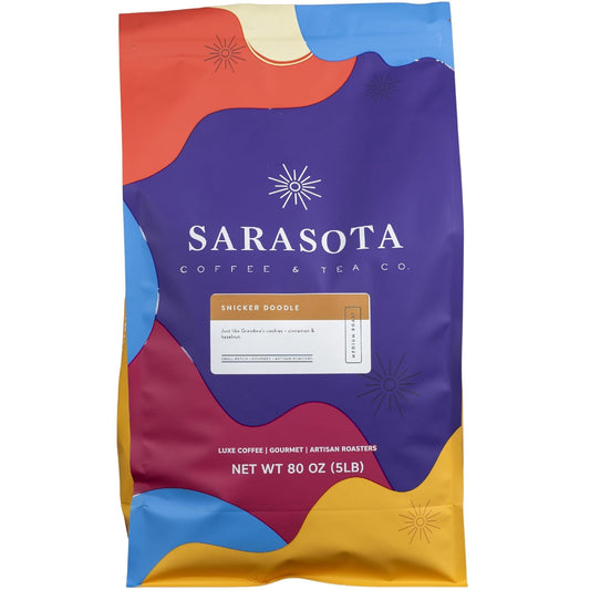 Sarasota Coffee Whole Bean Snickerdoodle Sugar Cookie | Medium Roast Gourmet Flavored Coffee Beans | Low Acid, Mold Free,