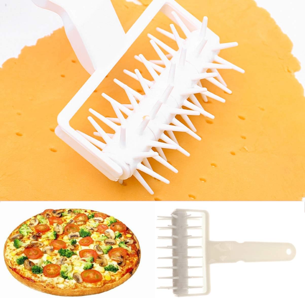 DOITOOL Plastic Pizza Dough Docker Roller 7.87 Inch Baking Spike Roller Pastry Tool Prevents Dough Blistering Even Rising Thin Crust for Pizza and Pastry Preparation
