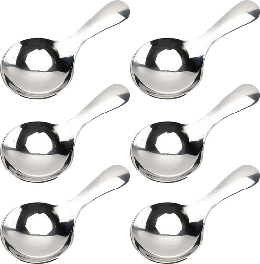 6-Piece Small Stainless Steel Spice Spoons - Canister Scoops for Condiments, Honey, Coffee, Tea, Salt, Jam, Mustard & Ice
