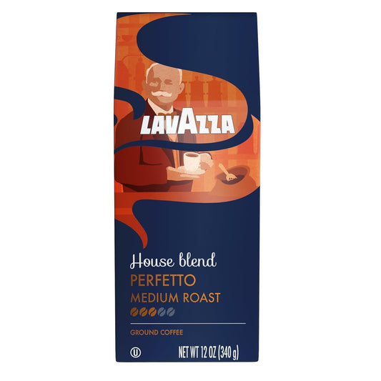 Lavazza House Blend Perfetto Ground Coffee 12oz Bag, Medium Roast, Full-bodied, Intensity 3/5, 100% Arabica, Ideal for Drip