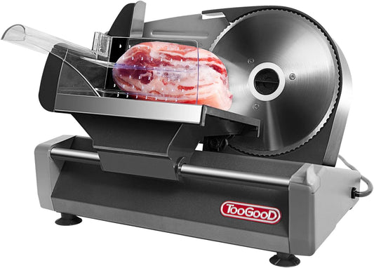 TooGood Meat Slicer for Home, Electric Food Slicer with 7.5" Stainless Steel Blade, 1/4 HP, 0-15mm Adjustable Thickness,