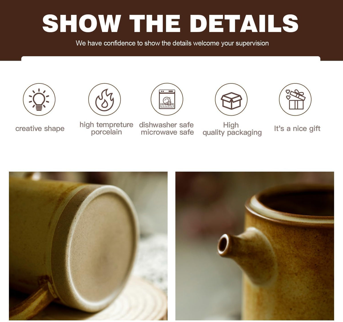 DIF DECO Pour Over Coffee Maker Set Vintage Ceramic Pour Over Coffee Dripper Set with 20 Count Paper Coffee Filters,for Home Café Restaurant Camping,15.8 Ounces(Yellow)