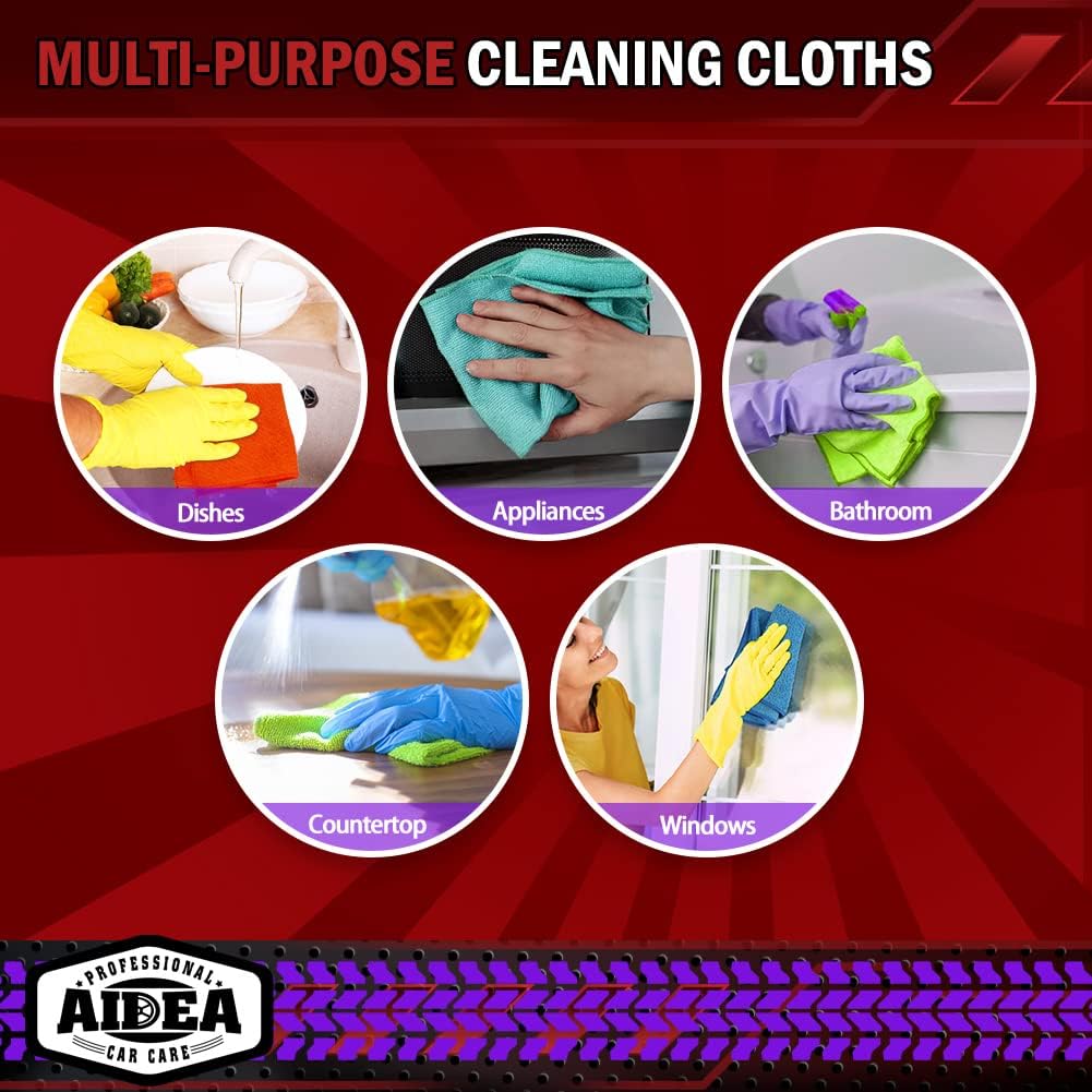 AIDEA Microfiber Cleaning Cloth-150PK, Microfiber Towels for Cars, 12"×12"