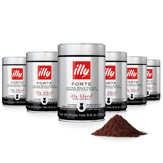 Illy Ground Drip Coffee - Forte Extra Bold Roast Coffee - Rich & Strong Flavor - 100% Arabica - Pre-Ground for Drip Pour