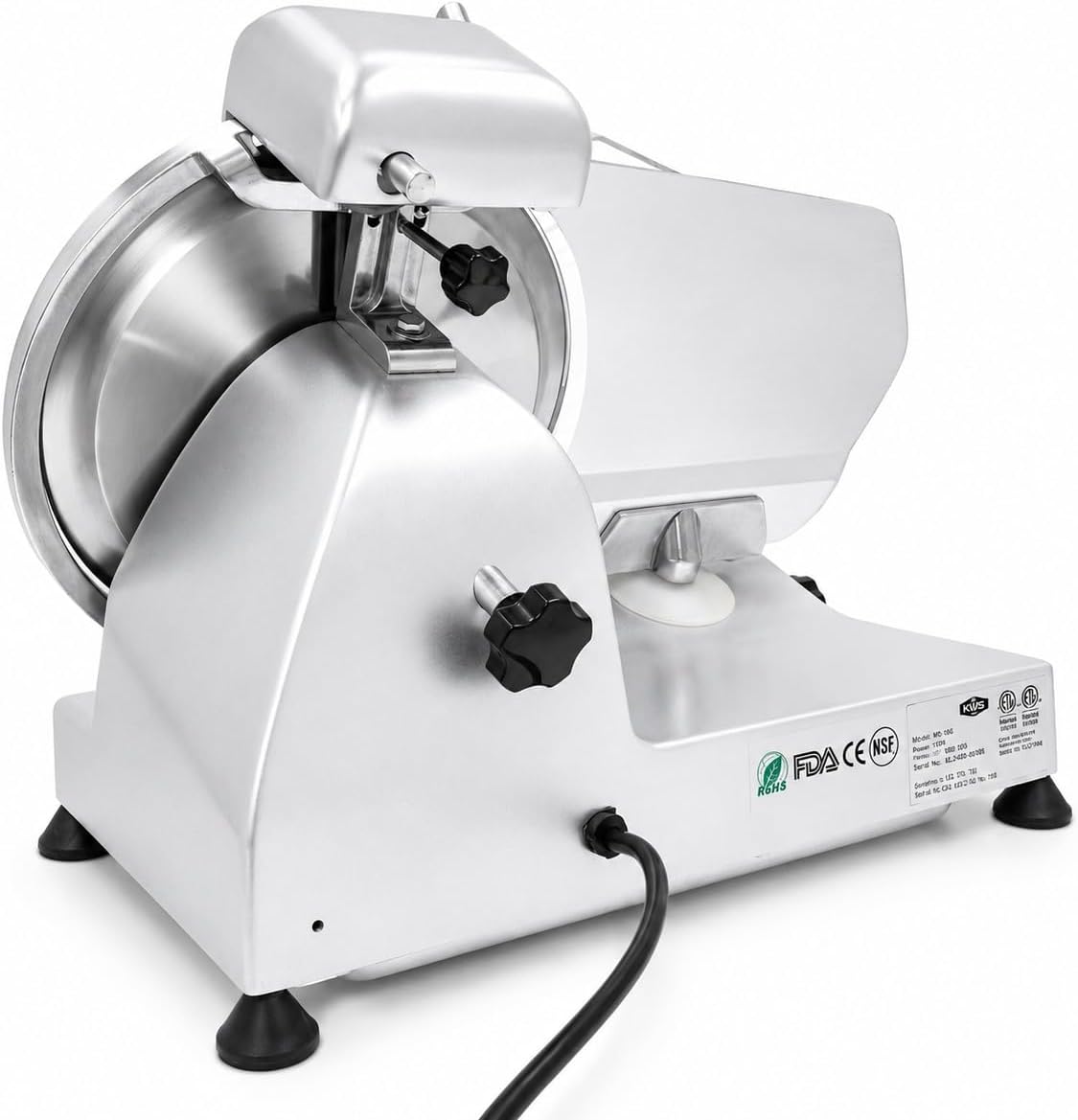 KWS 10NS Commercial 10" Electric Meat Slicer, 320W High-Torque Motor, Stainless Steel Blade, Deli-Style Thin Slicing, Built-In Sharpener, Heavy-Duty Aluminum Body for Meat, Cheese &amp; Semi-Frozen Foods