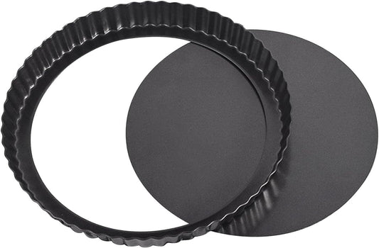 CALIDAKA Tart Pan Non-Stick Carbon Steel Quiche Pan Removable Bottom Pie Pans for baking Quiche Baking Dish(SIZE:8inch)