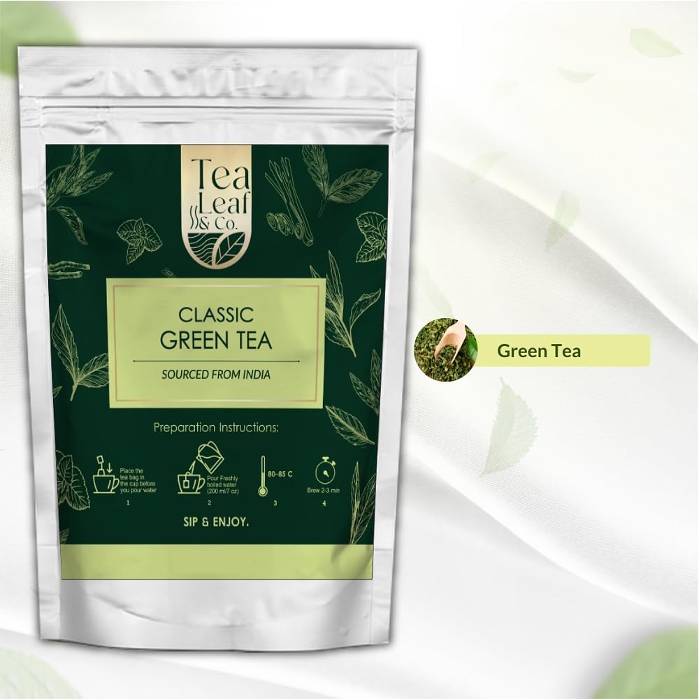 Classic Green Tea (3.5oz / 100gm), Low Caffeine, 50 Pyramid Tea Bags