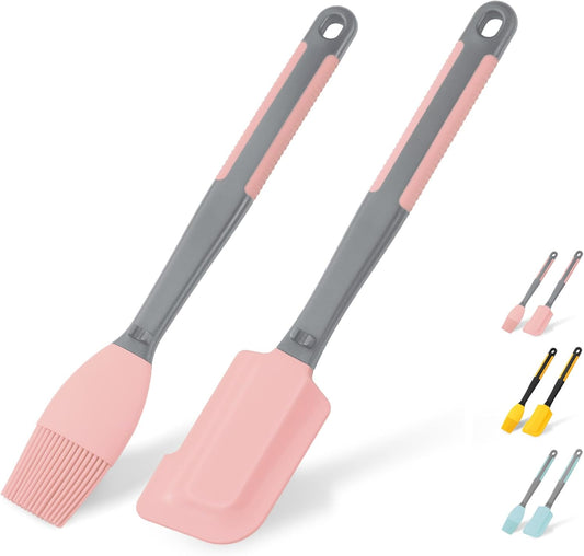 Extra Long Pastry Brush - Silicone Spatula - Basting Brush+Spatula Silicone Heat Resistant,for Baking Scraping Mixing BBQ