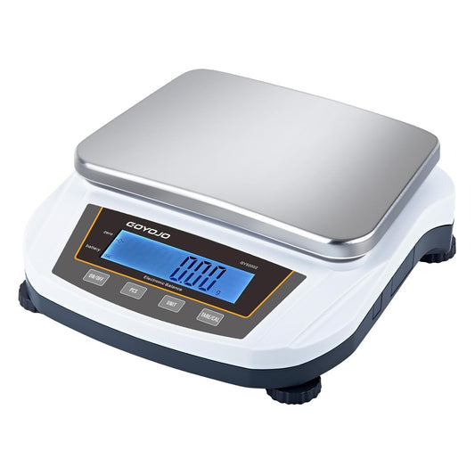 GOYOJO Digital Analytical Balance and Lab Scale, 5000g Capacity, 0.01g Precision, Stainless Steel, Multi-Unit (g/oz/ct/lb)