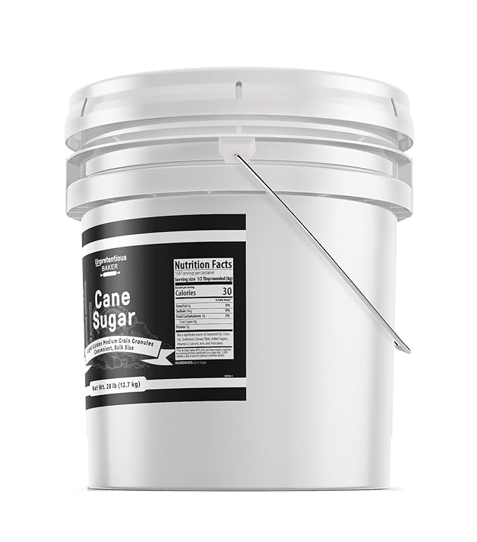 Unpretentious Cane Sugar, 3.5 Gallon Bucket, Bulk Size, Variety of Uses, Sweetener, Food Storage