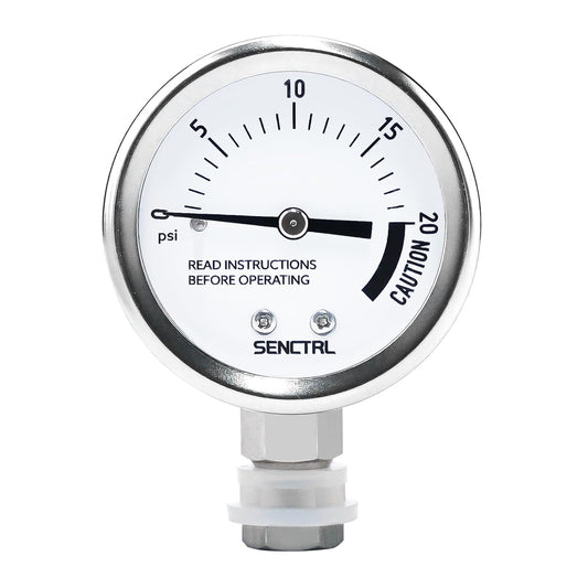 SENCTRL 0-20 Psi Pressure Cooker Canner Gauge Replacement Part, 2" Dial Size, Stainless Steel Case, 1/8" NPT Male Lower