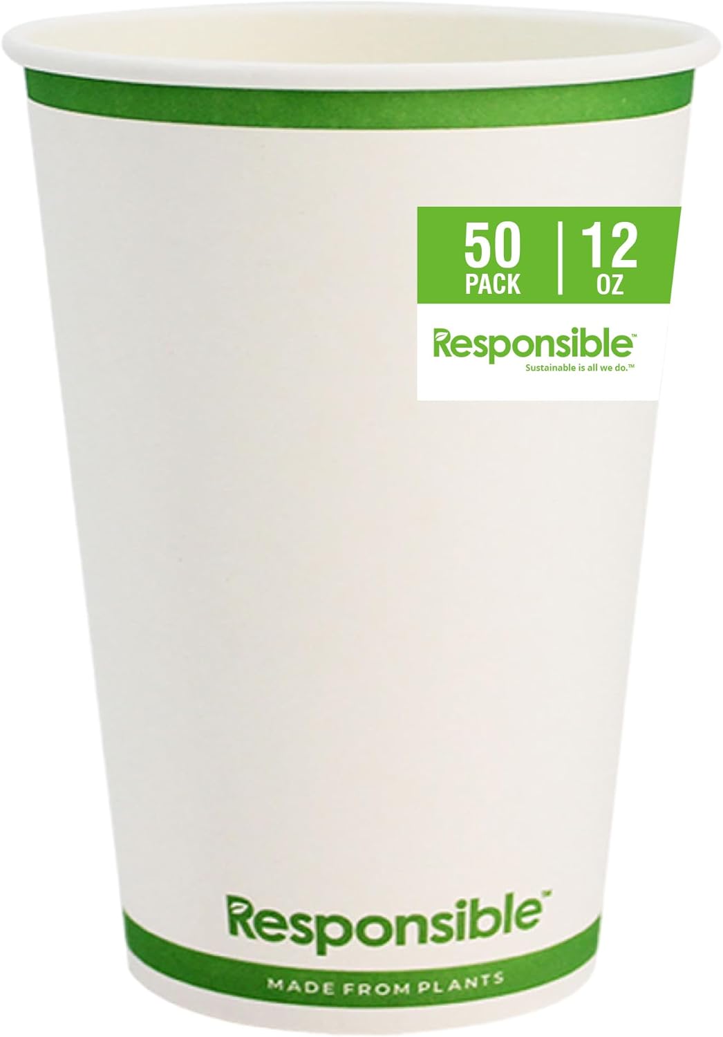 Certified Compostable 12 oz Paper Cups, Cold ＆ Hot Coffee Cups, Disposable Paper Cups, Extra Strengt