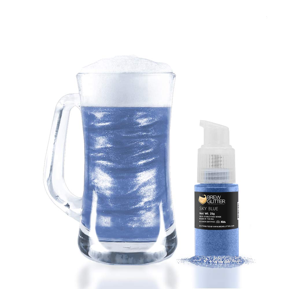 Brew Glitter Edible Drink Glitter Pump 1x 25g for Cocktails, Beer, &amp; Beverages (Sky Blue)