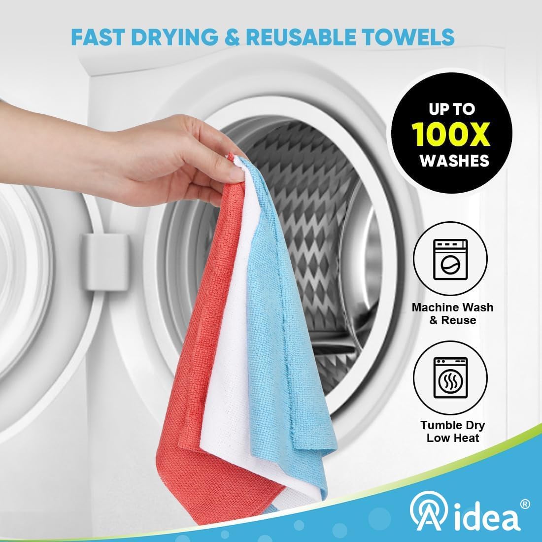 AIDEA Microfiber Cleaning Cloth 330 Sheets 6 Roll, Blue Shop Towels 11×9"
