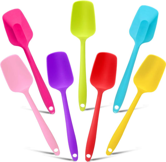 Patelai Silicone Spatulas, 7 Pieces 8.2 Inch Small Rubber Spoon Non Stick Kitchen Spatulas Heat Resistant Flexible Scrapers
