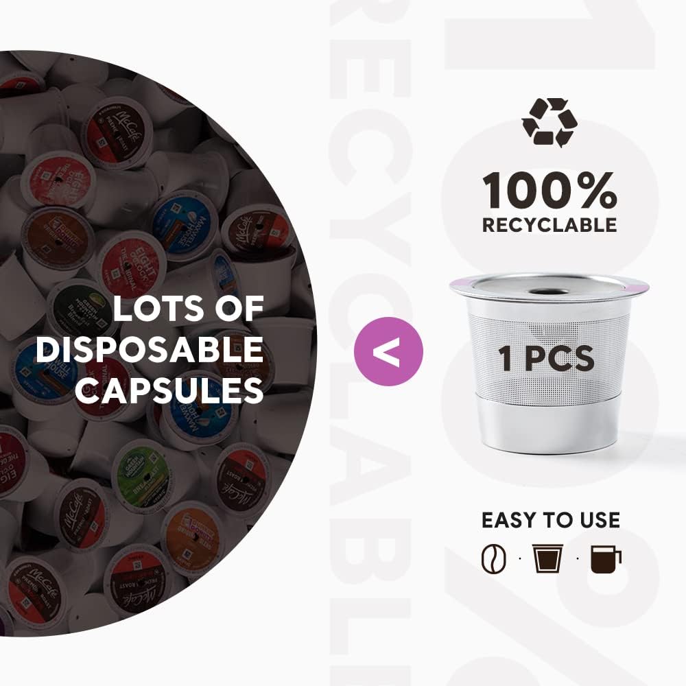 Reusable K Cups Coffee Filter, 2 Pack Stainless Steel K Cup Reusable Coffee Pods Filters with 15 O-Rings for K eurig 1.0 & 2.0 Coffee Makers Metal K-cup Refillable