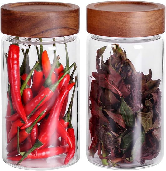 SAIOOL with Screw Cap (2-Units) kitchen jars, 580ML*2 Food Storage Canisters,Clear,Spice jars,Fermenting, Pickling, or DIY