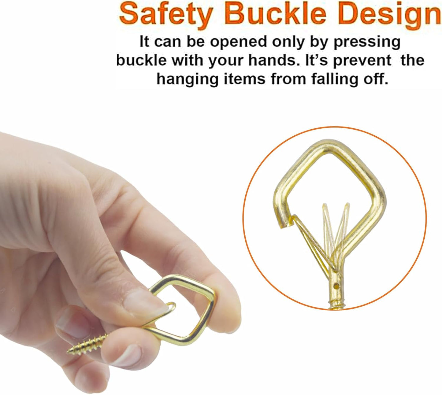 20PCS Eye Screw Hooks for Hanging Heavy Duty with Safety Buckle.Metal Ceiling Hooks for Hanging Plants,Cup,Wind Chime,Bird Feeders,String Lights at Indoor&amp;Outdoor,2.36 Inch (No Drill Bit)