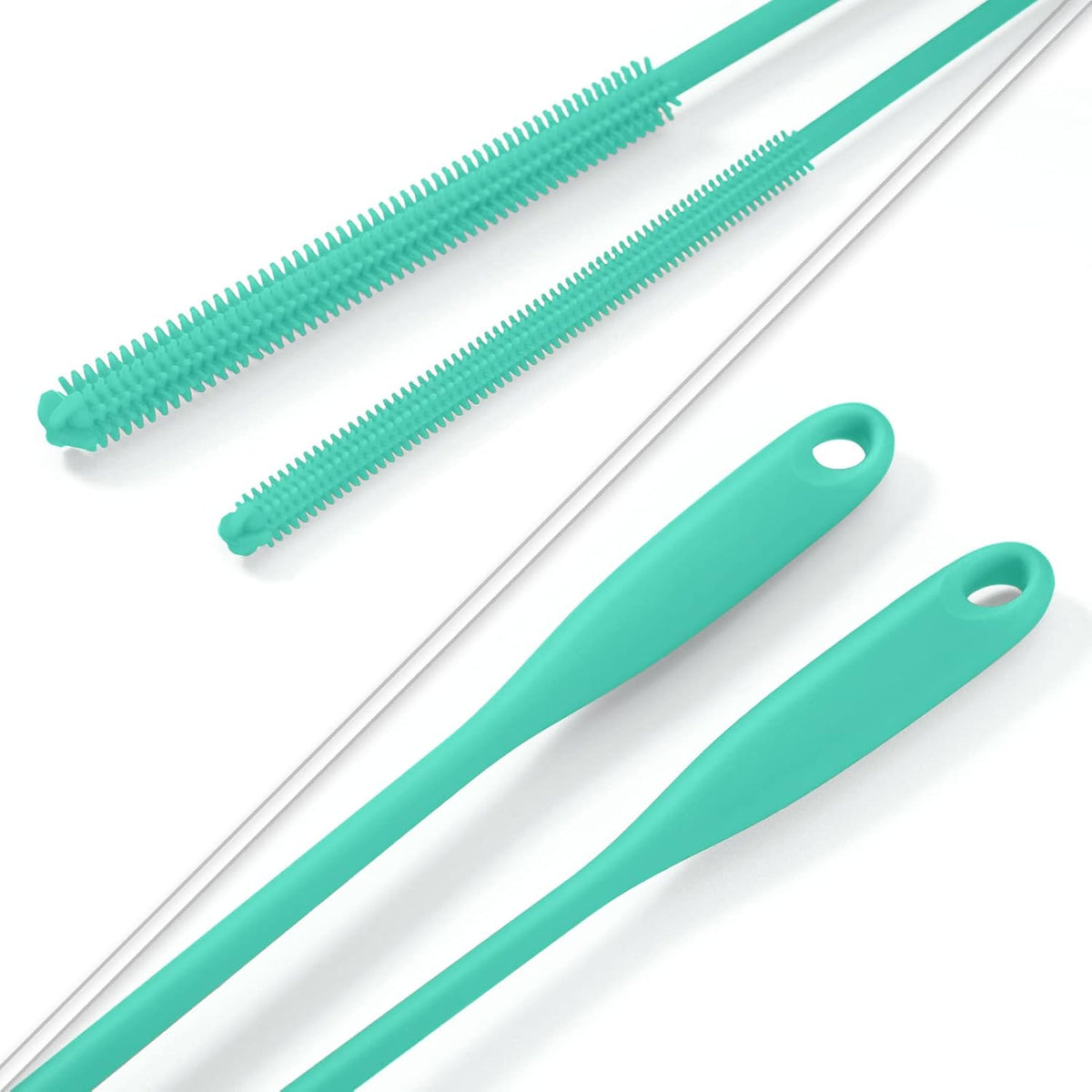 Silicone Straw Brush 4 Pack, Teal
