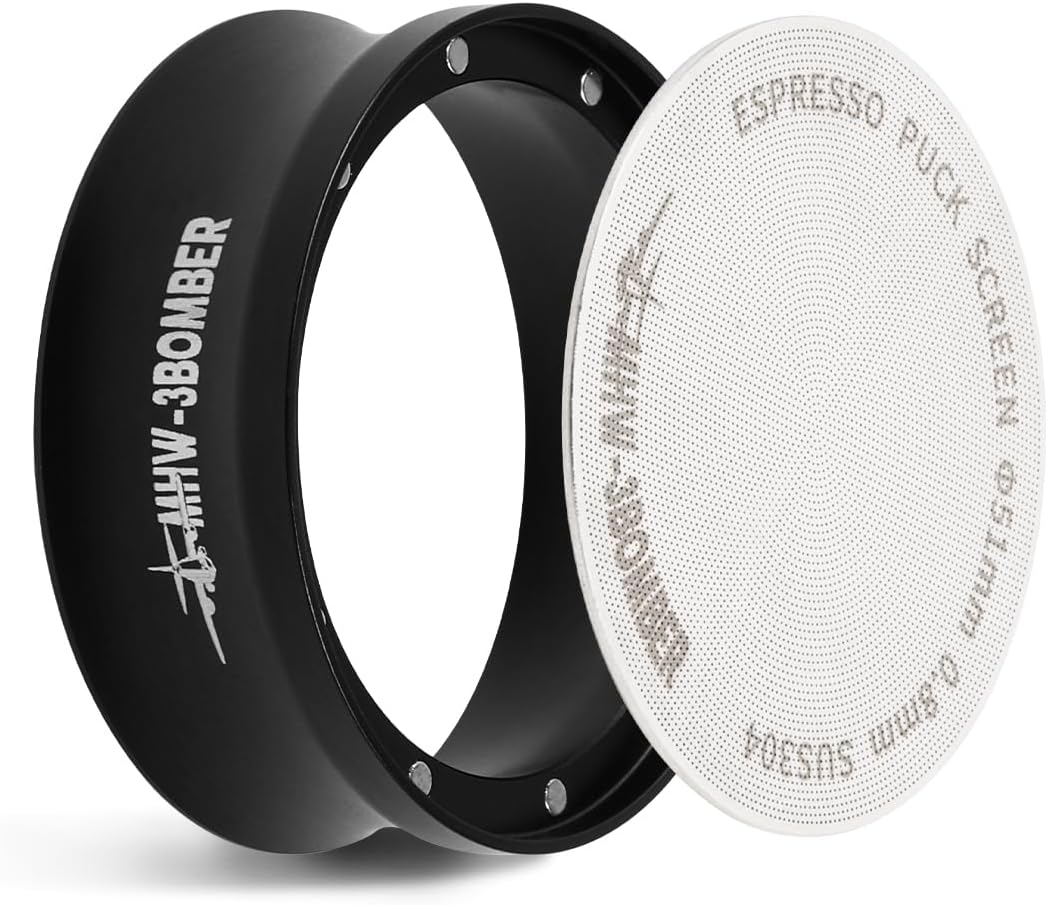 MHW-3BOMBER 51mm Espresso Dosing Funnel &amp; Puck Screen Set, Magnetic Dosing Rring &amp; Reusable Filter kit Compatible with 51mm Bottomless Portafilter, Coffee Dosing Ring with Eppresso Puck DR7015-OS