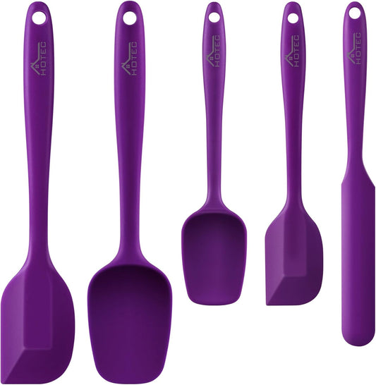 HOTEC 600℉ Heat Resistant BPA-Free Silicone Rubber Spatula Set for Baking, Cooking, and Mixing Non Stick Dishwasher Safe,