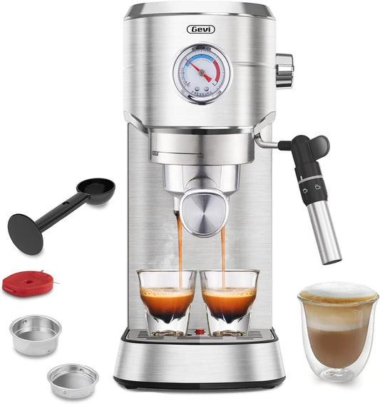 Gevi Espresso Expresso Machine 20 Bar with Auto Milk Frother, Professional Espresso Maker with Steam Wand, Compact Stainless