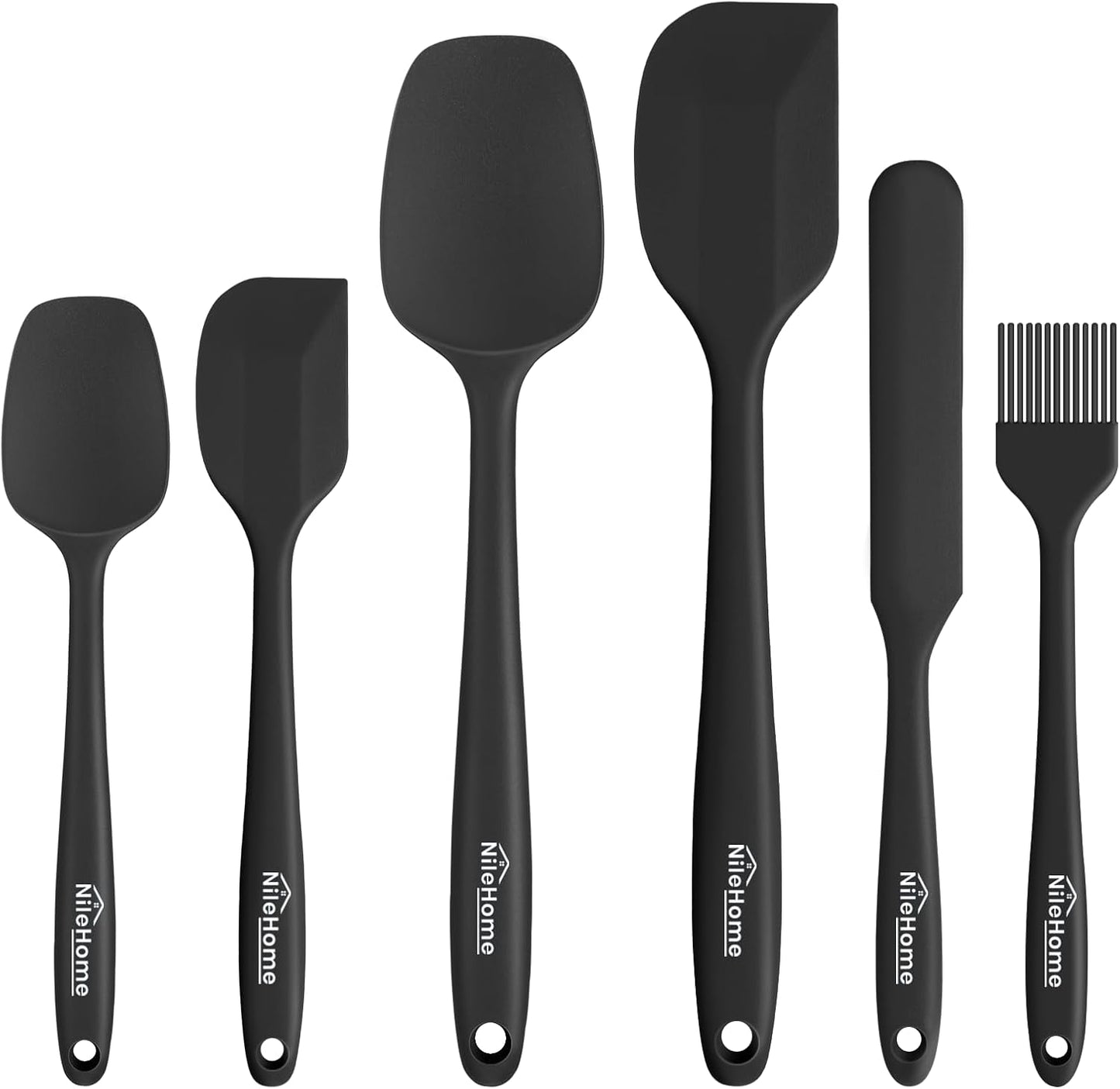 NileHome Silicone Spatula Set, 6 Pieces Food Grade Kitchen Utensils with Silicone Brush Heat Resista