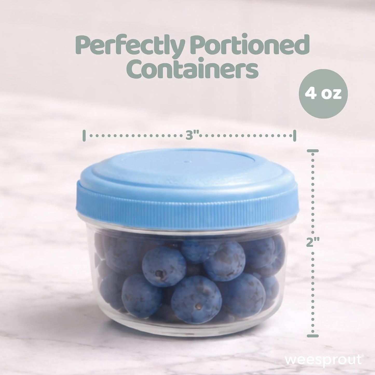 WeeSprout Leakproof Baby Food Storage - 12 Set, Small Plastic Containers with Lids, Lock in Freshness, Nutrients &amp; Flavor, Freezer &amp; Dishwasher Friendly, 4oz Snack Containers (Variety Matte)