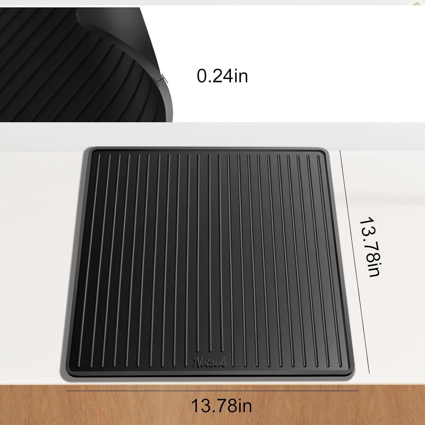 Silicone Coffee Mat for Breville 870/880, 13.78 x 13.78inch, 0.24in Raised Lip Spill-proof, Under Coffee Maker, Coffee Pot Bar Station for Countertop Kitchen, Black