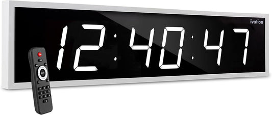 Ivation Huge Oversized 72" Large Digital LED Clock | Big Digital Clock w/Multi-Function Display – Stopwatch, Timer, Alarms,