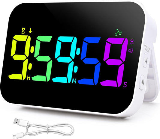 TXL Kitchen Timer for Cooking, Rechargeable Digital Magnetic Timer with Large LED Display, Loud Alarm, Sound Countdown, 4