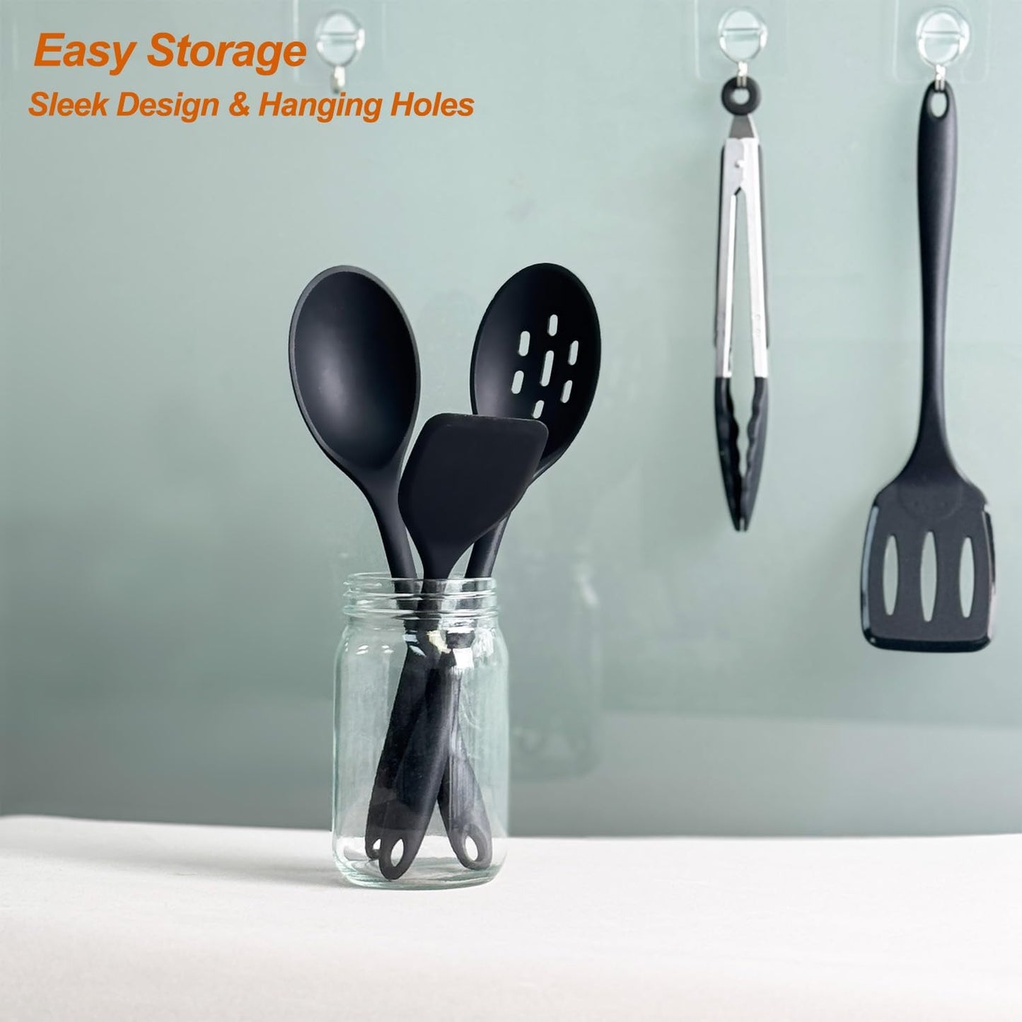 Silicone Cooking Utensils Set, Heat Resistant &amp; Non Stiick, 5Pack