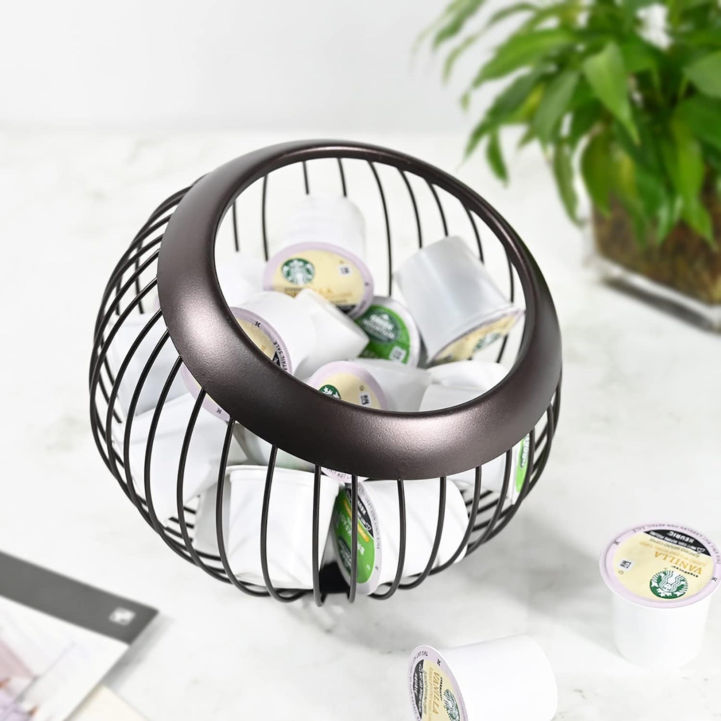 Charmount Coffee Pod Holder - Large Capacity K Cup and Espresso Pod Organizer, Keurig Kcup and Espresso Capsule Storage (Brown)