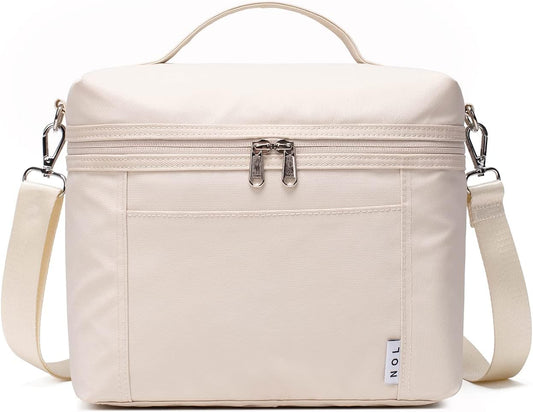 NOL 8L Insulated Lunch Bags for Women Cooler Bag Lightweight Nylon Waterproof Lunch Box For Work(Medium, Cream)