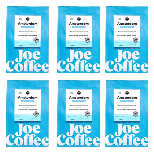 Joe Coffee Company - The Amsterdam Whole Bean Specialty Coffee, 12 oz Bag (Pack of 6) | NYC Roaster, Rainforest Alliance