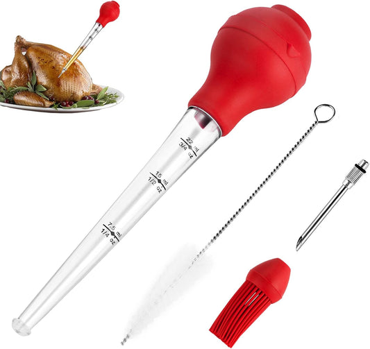JY COOKMENT Turkey Baster with Barbecue Basting Brush, Baster Syringe for Home Baking and Roaster Turkey, Include Detachable