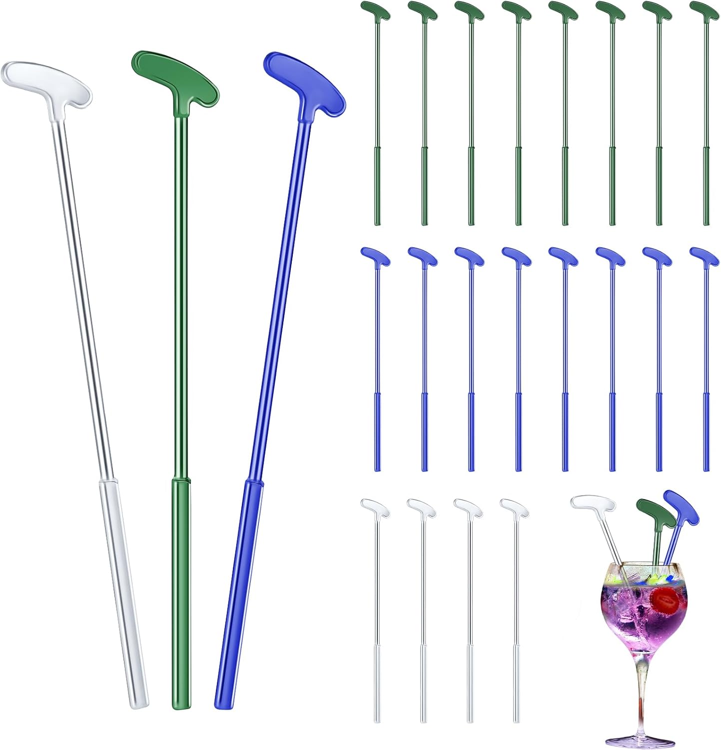 30 Pcs Golf Putter Swizzle Stir Sticks Coffee and Cocktail Stirrers 7.48 Inch Drink Plastic Golf Clu