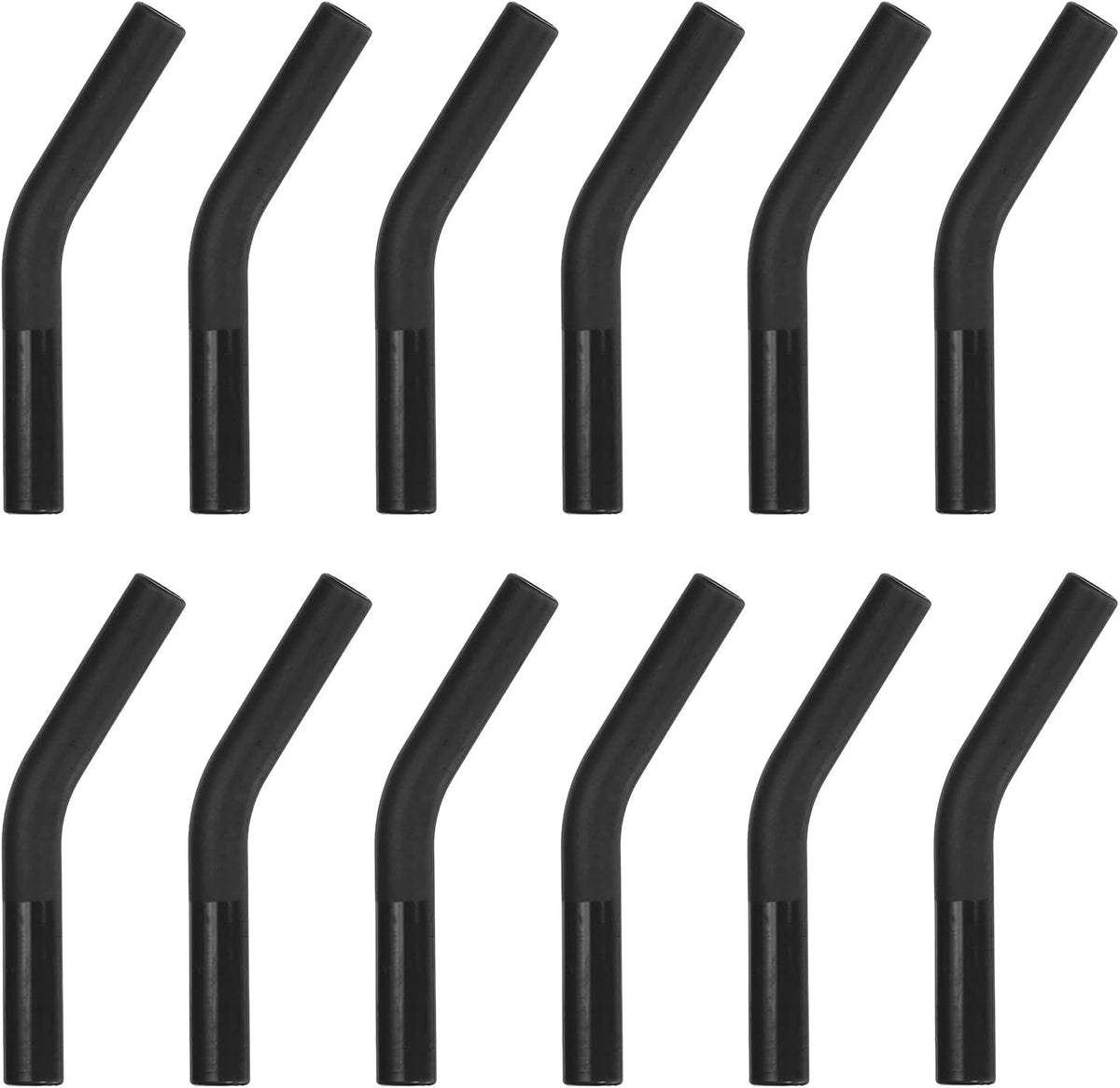uxcell 12Pcs Silicone Straw Tips, Silicone Straw Elbows Tip, Soft Reusable Metal Straw Covers Fit for 8mm/0.31" OD Stainless Steel Straws, Black