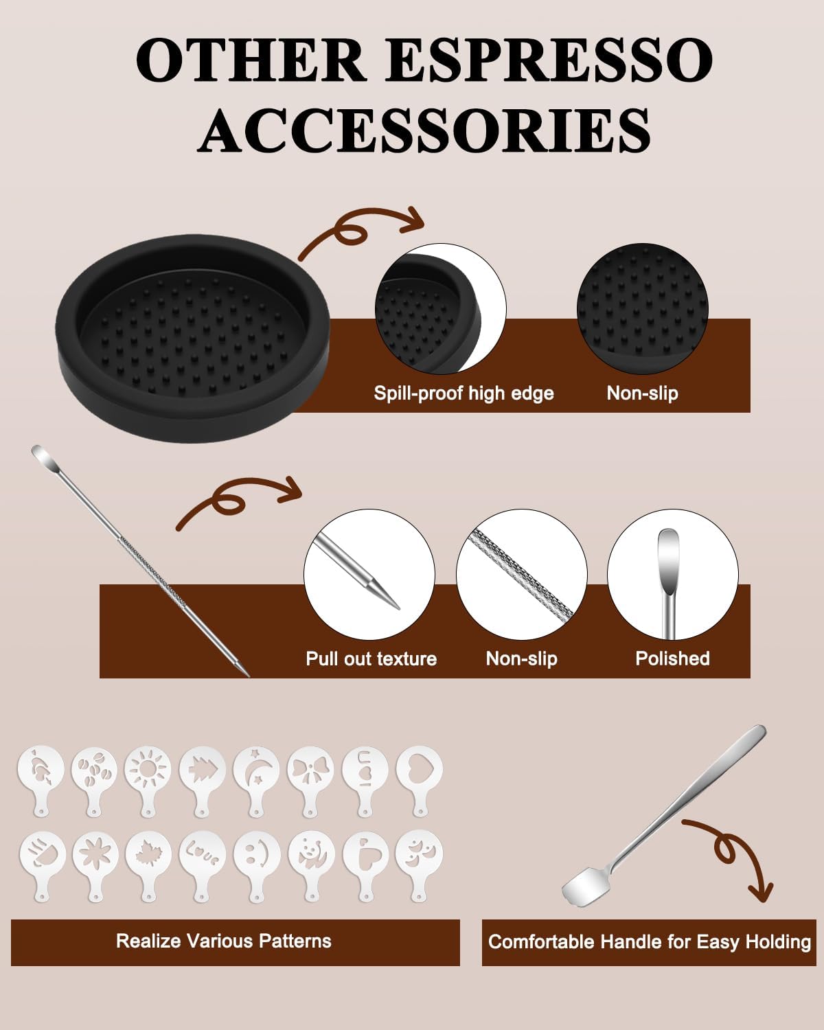 51mm Espresso Accessories Kit, 350ml Milk Frothing Pitcher Set