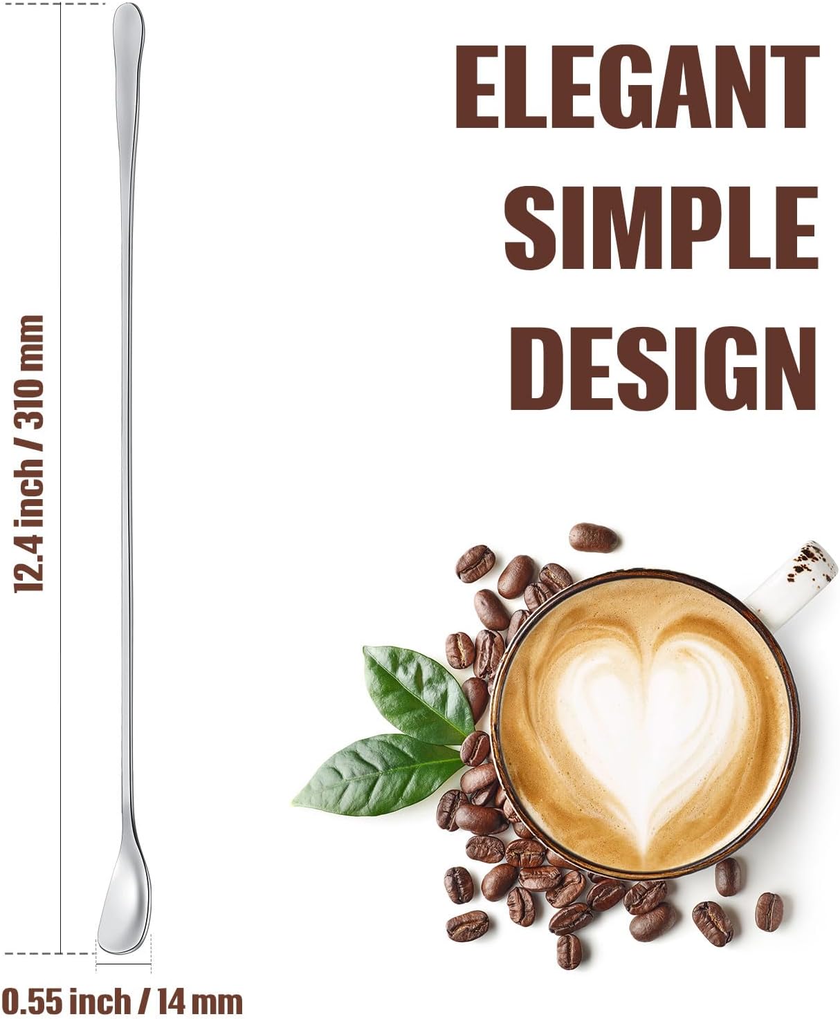 Patelai 8 Pieces Stainless Steel Coffee Stirrers Mixing Spoons