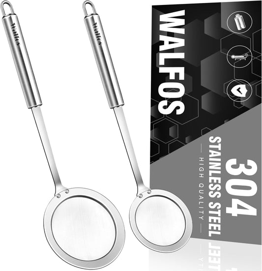 Walfos Fat Skimmer Spoon, 304 Stainless Steel Fat skimmer For Cooking, Fine Mesh Strainer, Food Strainer Fit For Separation