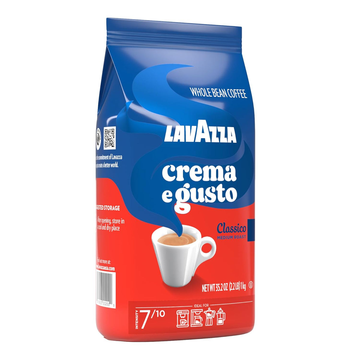 Lavazza Crema e Gusto Whole Bean Coffee, Medium Roast, Arabica and Robusta Blend, 2.2 lb Bag (pack of 1)