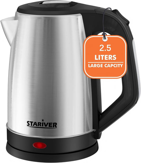 Stariver 2.5L Large Electric Kettle, BPA Free Stainless Steel Water Heater, Fast Boil Electric Tea Kettle, Water Boiler with