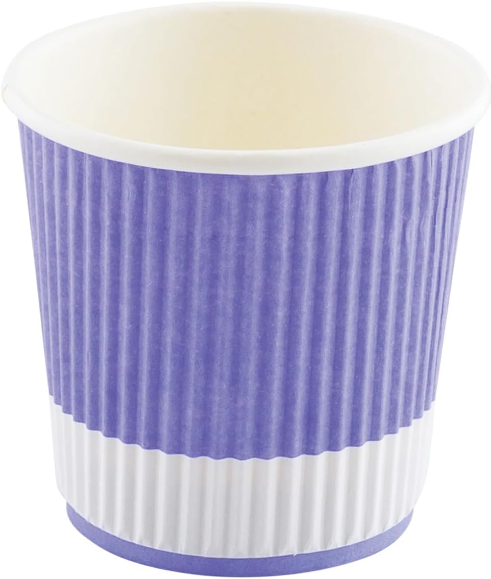 Restaurantware Ripple Wall Coffee Cups 500 Count 4 Ounce Insulated Light Purple Paper Cups, Rolled Rim Spill-Resistant Disposable Paper Non-Slip for Coffee, Beverages