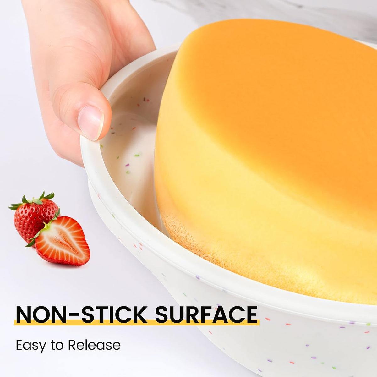 Vinino 6 Inch Round Cake Pans, 2 Pack Silicone Mold with Metal Frame | Ideal for Layer Cakes and Birthday Baking, Flexible Design for Homemade Desserts and Easy Storage