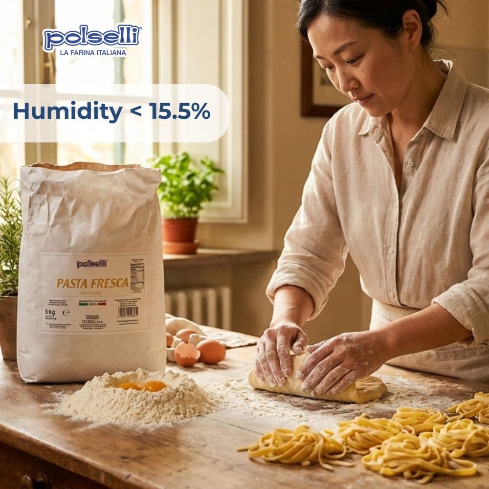 POLSELLI Fresh Pasta Flour, Tipo 00, 100% Soft Wheat Flour, 5 kg (11 lbs)